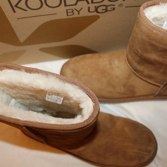 NIB UGG KOOLABURRA WOMEN'S SHORT SUEDE FUR LINED WINTER SNOW BOOTS CHESTNUT - Picture 4 of 6